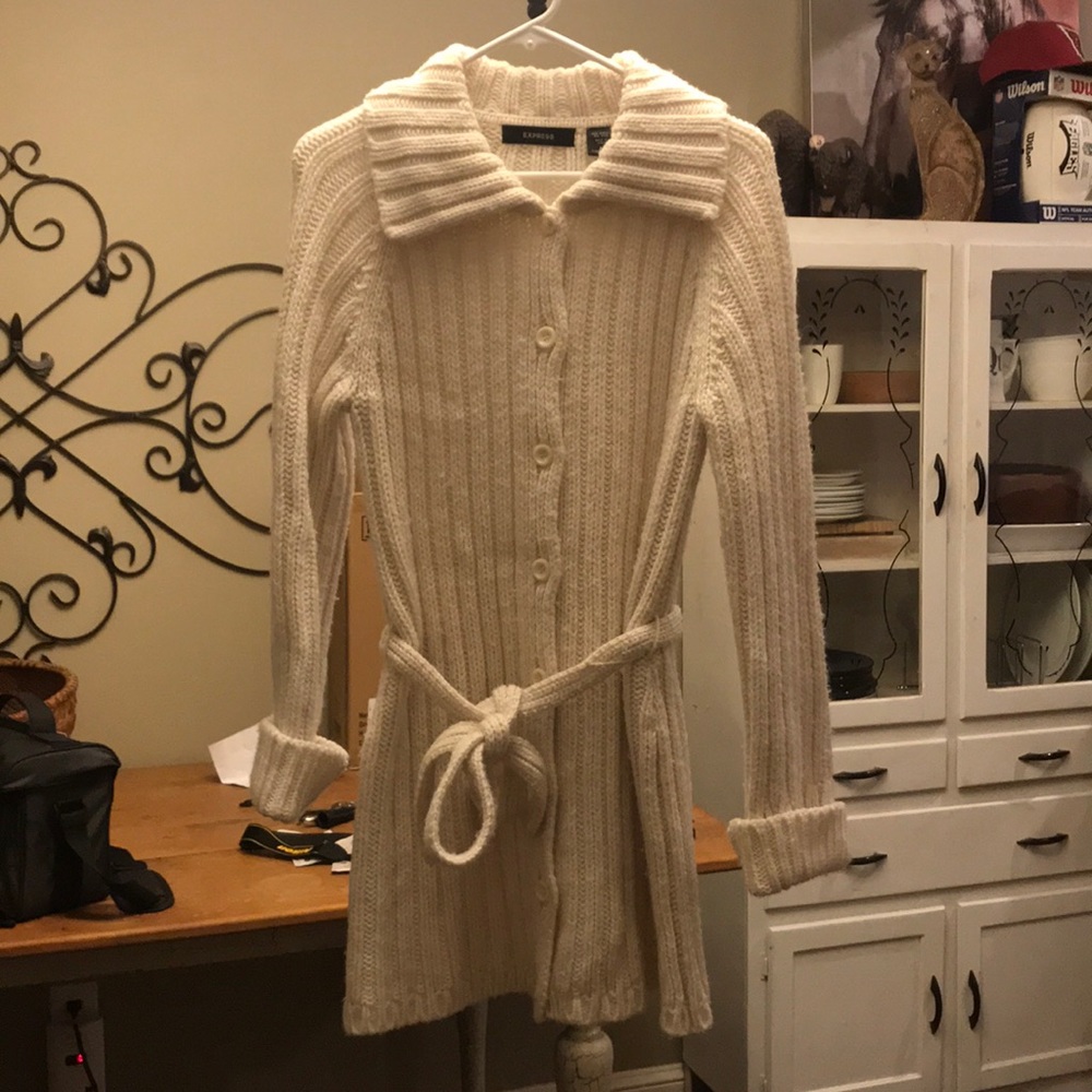 Express Long Button Up Wool Cardigan - image 1